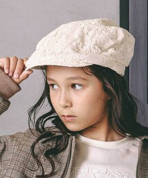 nexchic（ネクシック）の「ドットチェックストライプ花刺しゅうハンチング帽（ハンチング/ベレー帽）」