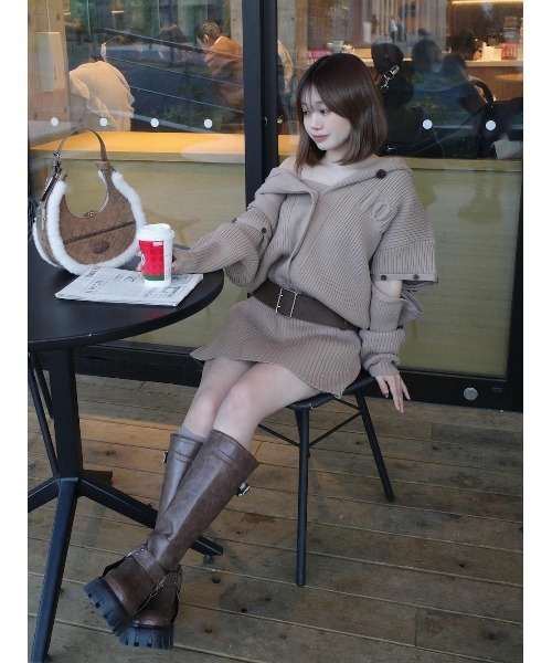 Darich（ダーリッチ）の「ハーネスレザーロングブーツ（ブーツ・レディース・ブラウン/ブラック・XL/L/M/S/XS）」の4枚目の写真