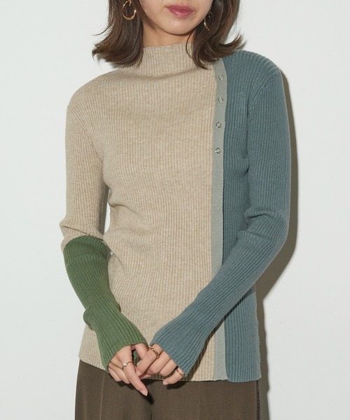 kolor 16SS リョウマツモト着 レイヤード風凹凸編地Vネックニット kolor 16SS リョウマツモト着 レイヤード風凹凸編地Vネックニット