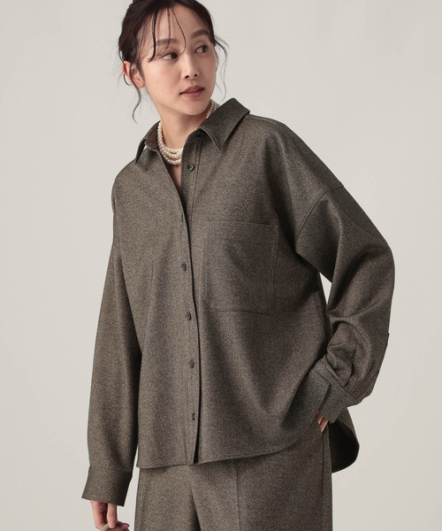 ウールライク柄シャツ/596042