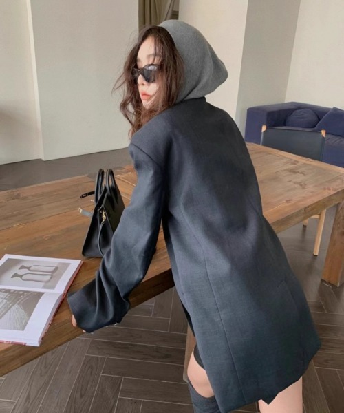 Ritzy(リッツィー)の「ショート丈 ニット ヘンリーネック フードトップス(ニット/セーター・レディース・ブラック/ホワイト/オレンジ/グレー・FREE)」の20枚目の写真