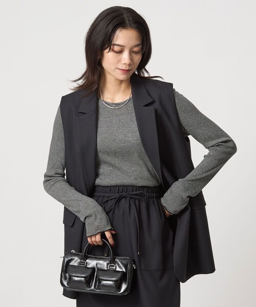 green label relaxing(グリーンレーベルリラクシング)の「テレコ クルーネック プルオーバー(Tシャツ/カットソー・レディース・ダークグレー/その他1/ダークブラウン/ブラック/オフホワイト/ライトブルー・FREE)」の6枚目の写真