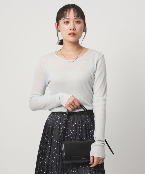 green label relaxing(グリーンレーベルリラクシング)の「テレコ クルーネック プルオーバー(Tシャツ/カットソー・レディース・ダークグレー/その他1/ダークブラウン/ブラック/オフホワイト/ライトブルー・FREE)」の5枚目の写真