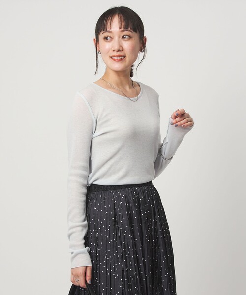 green label relaxing(グリーンレーベルリラクシング)の「テレコ クルーネック プルオーバー(Tシャツ/カットソー・レディース・ダークグレー/その他1/ダークブラウン/ブラック/オフホワイト/ライトブルー・FREE)」の13枚目の写真
