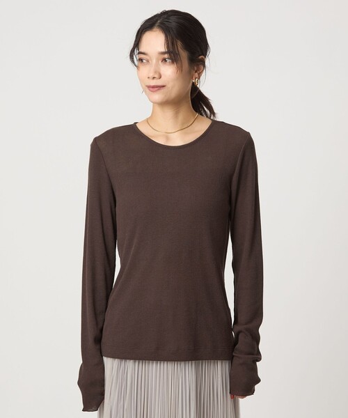 新品未使用タグ付き　テレコクルーネックプルオーバー　トップグレー テレコ クルーネック プルオーバー（Tシャツ/カットソー）｜green