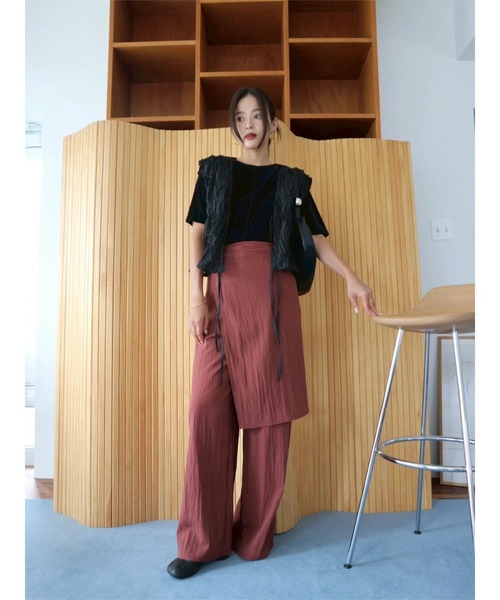 TRUNC（トランクエイティーエイト）の「Rayon Layered Skirt pants（その他パンツ・レディース・ブラウン/ブラック・FREE）」の5枚目の写真