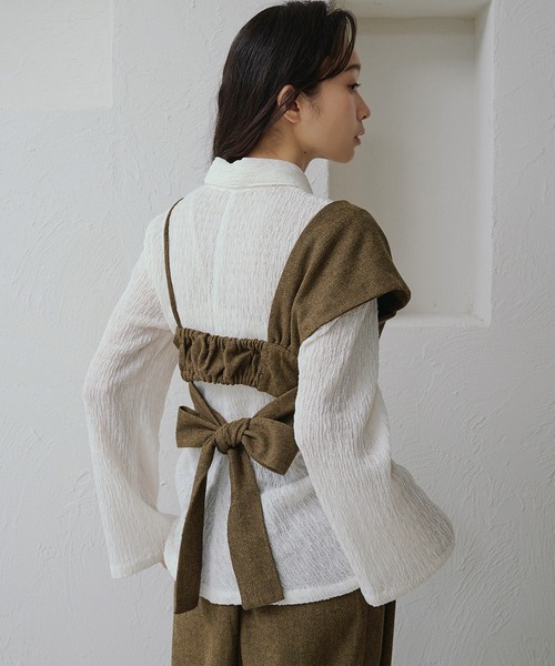 apres jour clair（アプレジュールクレア）の「【apres jour clair】【セットアップ可能】リボンデザインビスチェ（その他トップス・レディース・キャメル/ブラウン系その他/グレー・フリー/X-LARGE）」の11枚目の写真