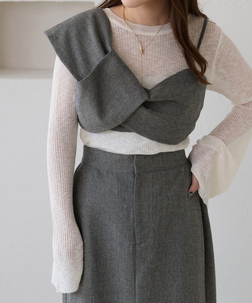 apres jour clair（アプレジュールクレア）の「【apres jour clair】【セットアップ可能】リボンデザインビスチェ（その他トップス・レディース・キャメル/ブラウン系その他/グレー・フリー/X-LARGE）」の20枚目の写真