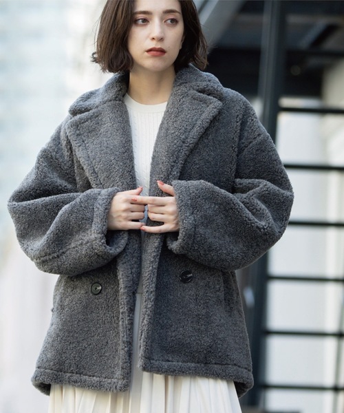 フェイクボア コクーンPコート（ピーコート）｜OPAQUE.CLIP（オペーク