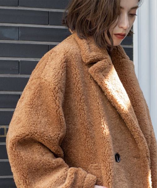 OPAQUE.CLIP（オペークドットクリップ）の「フェイクボア コクーンPコート（ピーコート・レディース・ダークグレー/キャメル/ブラウン系・00）」の13枚目の写真