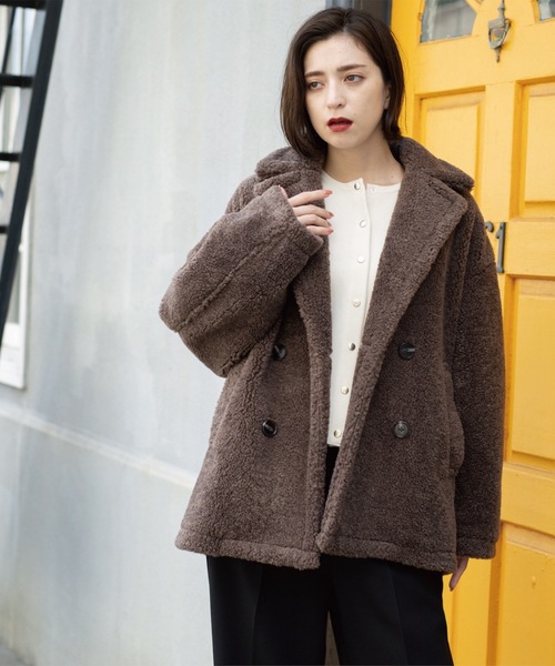 フェイクボア コクーンPコート（ピーコート）｜OPAQUE.CLIP（オペーク