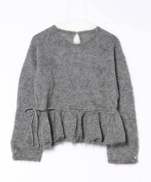 mohair ribbon peplum knit pullover /モヘアリボンペプラムニットプル