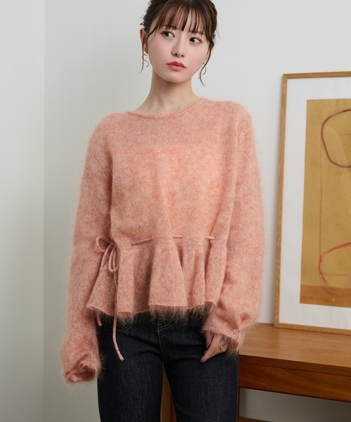 LAULEN(ローレン)の「mohair ribbon peplum knit pullover /モヘアリボンペプラムニットプルオーバー(ニット/セーター・レディース・グレー/ピンク/ブラウン・FREE)」の5枚目の写真