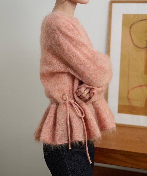 mohair ribbon peplum knit pullover /モヘアリボンペプラムニットプル