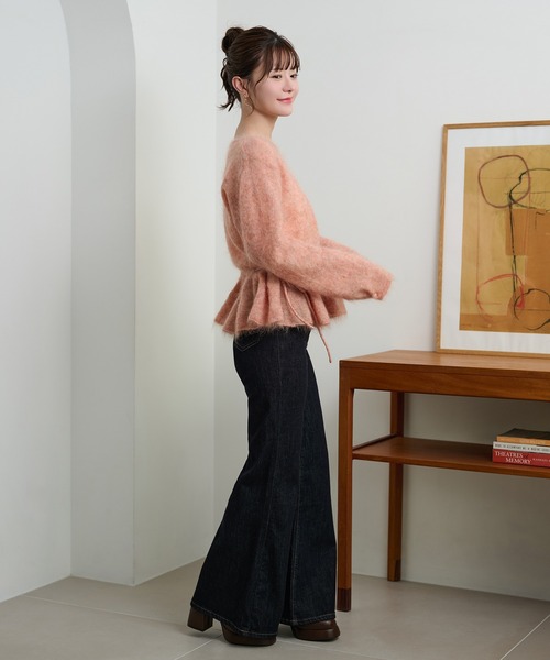 LAULEN(ローレン)の「mohair ribbon peplum knit pullover /モヘアリボンペプラムニットプルオーバー(ニット/セーター・レディース・グレー/ピンク/ブラウン・FREE)」の9枚目の写真