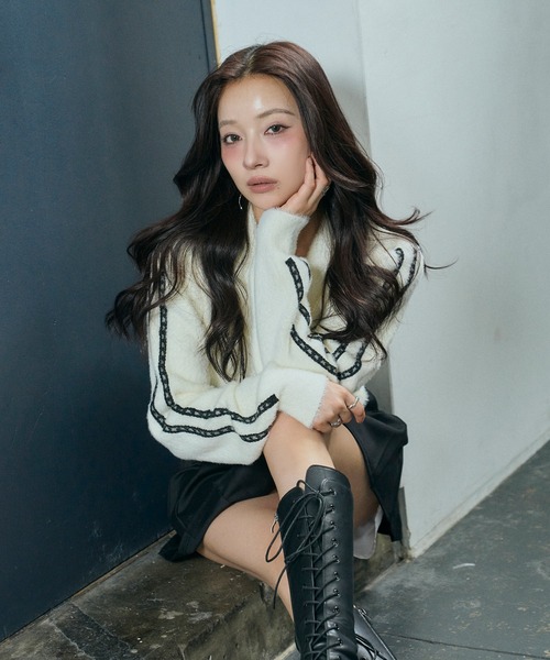 ANDGEEBEE（アンジービー）の「レースビスチェニット（ニット/セーター・レディース・アイボリー/ブラック・FREE）」の8枚目の写真