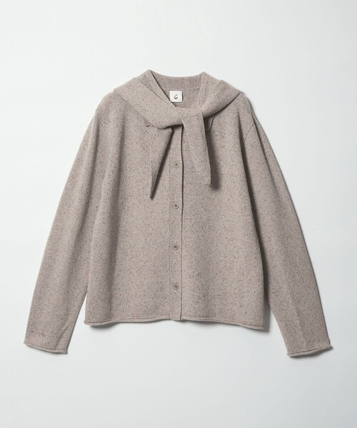 6(ROKU)＞ウール フード ニット カーディガン（カーディガン/ボレロ