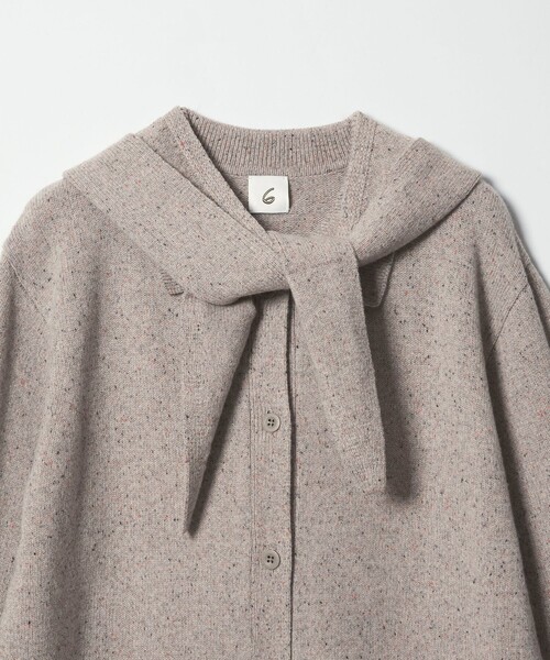 【新品未使用】＜6(ROKU)＞ウール フード ニット カーディガン 6 カーディガン 「6(ROKU)」ウール フード ニット カーディガン