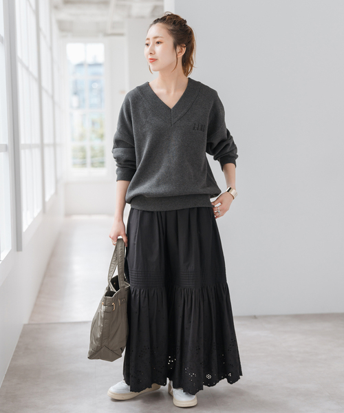 Spick & Span(スピックアンドスパン)の「《追加4》J.J.Mercer / ジェイジェイマーサー 別注 Vネックプルオーバー(ニット/セーター・レディース・チャコールグレー/ライトグレー・FREE)」の19枚目の写真