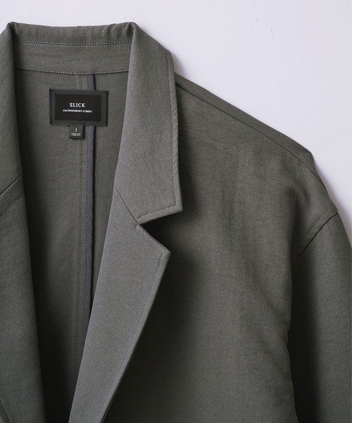 SLICK（スリック）の「【SLICK/スリック】Double Cloth Tailored Jacket/ダブルフェイスポリエステルツイルテーラードジャケット / セットアップ（テーラードジャケット・メンズ・ブラック/チャコールグレー/カーキ・3/2/1）」の19枚目の写真