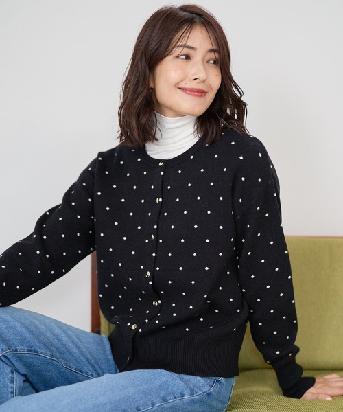 FOUND GOOD（ファウンドグッド）の「ガラジャガードニットCD（カーディガン/ボレロ・レディース・ホワイト系7/アイボリー/ブラック/グレー系・L/S/M）」の2枚目の写真