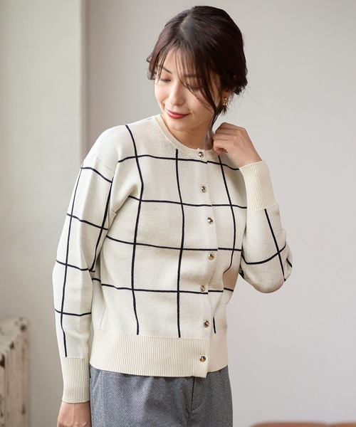 FOUND GOOD（ファウンドグッド）の「ガラジャガードニットCD（カーディガン/ボレロ・レディース・ホワイト系7/アイボリー/ブラック/グレー系・L/S/M）」の17枚目の写真