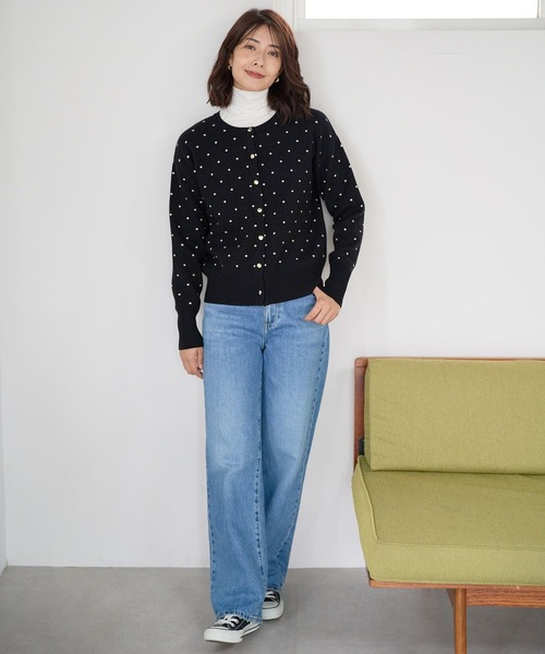 FOUND GOOD（ファウンドグッド）の「ガラジャガードニットCD（カーディガン/ボレロ・レディース・ホワイト系7/アイボリー/ブラック/グレー系・L/S/M）」の18枚目の写真