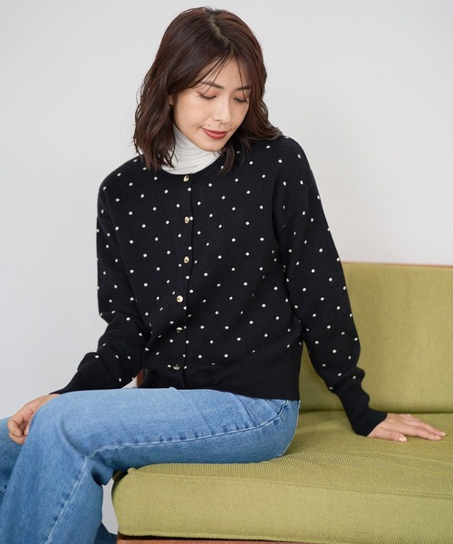 FOUND GOOD（ファウンドグッド）の「ガラジャガードニットCD（カーディガン/ボレロ・レディース・ホワイト系7/アイボリー/ブラック/グレー系・L/S/M）」の20枚目の写真