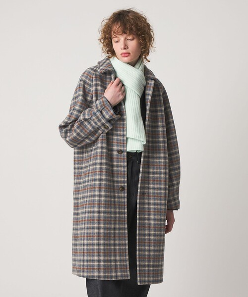 Steven Alan＞チェック ラグランスリーブ コート（ステンカラーコート