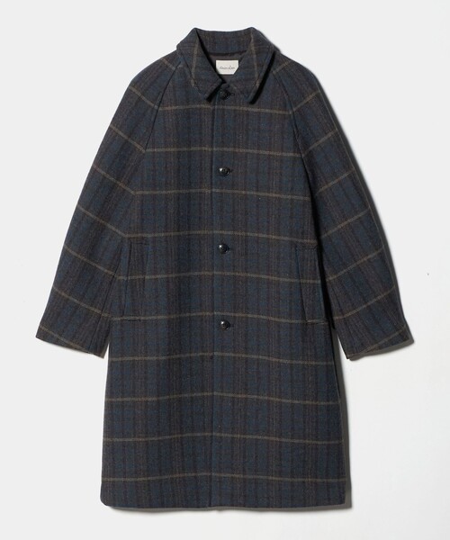 Steven Alan＞チェック ラグランスリーブ コート（ステンカラーコート