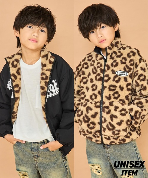 ANAP kids（アナップキッズ）の「撥水加工リバーシブルボアブルゾン【ジュニアお揃い】（ブルゾン・キッズ・ブラック/ベージュ/ネイビー・130/120/110）」の2枚目の写真