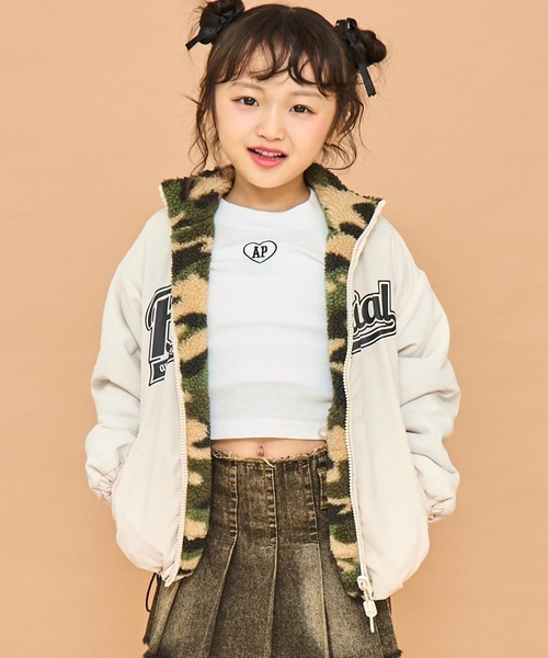 ANAP kids（アナップキッズ）の「撥水加工リバーシブルボアブルゾン【ジュニアお揃い】（ブルゾン・キッズ・ブラック/ベージュ/ネイビー・130/120/110）」の10枚目の写真