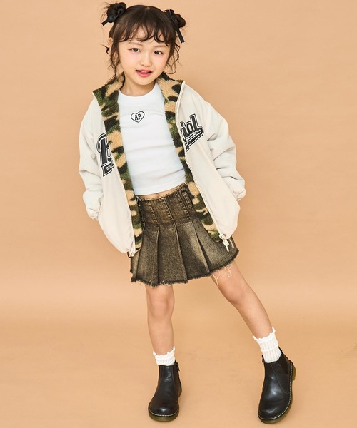 ANAP kids（アナップキッズ）の「撥水加工リバーシブルボアブルゾン【ジュニアお揃い】（ブルゾン・キッズ・ブラック/ベージュ/ネイビー・130/120/110）」の12枚目の写真
