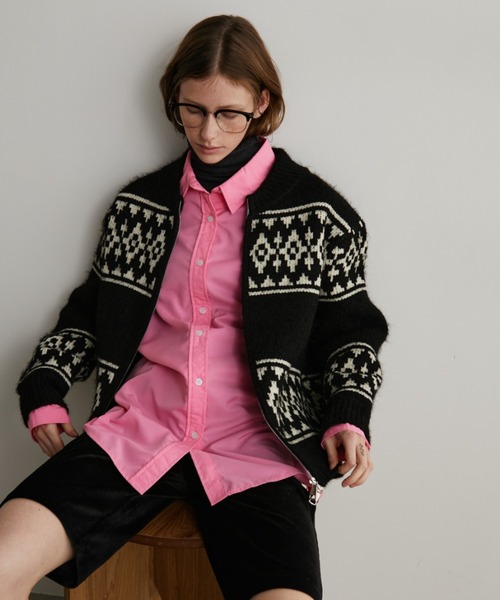 Auntie Rosa Holiday（アンティローザホリデー）の「ダブルジップカウチンニットカーディガン（カーディガン/ボレロ・レディース・アイボリー/ブラック・FREE）」の2枚目の写真