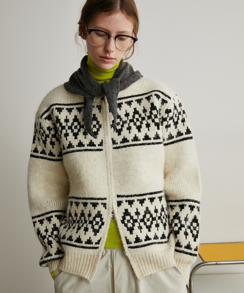 ANNTIAN ニットカーディガン Tiaclasse カーディガン 「洗える」大人華やかなアラン柄ニット