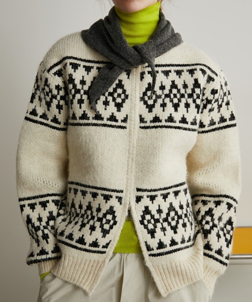 Auntie Rosa Holiday（アンティローザホリデー）の「ダブルジップカウチンニットカーディガン（カーディガン/ボレロ・レディース・アイボリー/ブラック・FREE）」の15枚目の写真