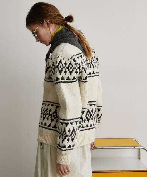 Auntie Rosa Holiday（アンティローザホリデー）の「ダブルジップカウチンニットカーディガン（カーディガン/ボレロ・レディース・アイボリー/ブラック・FREE）」の19枚目の写真