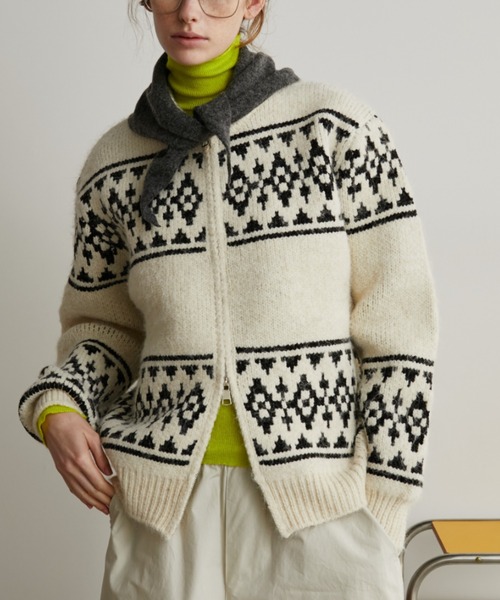 Auntie Rosa Holiday（アンティローザホリデー）の「ダブルジップカウチンニットカーディガン（カーディガン/ボレロ・レディース・アイボリー/ブラック・FREE）」の16枚目の写真