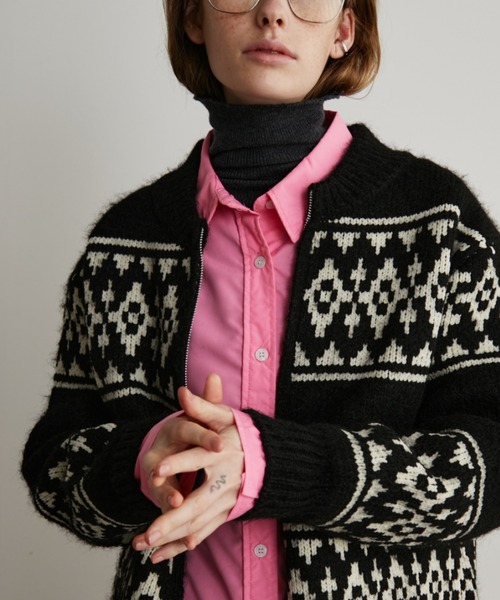 Auntie Rosa Holiday（アンティローザホリデー）の「ダブルジップカウチンニットカーディガン（カーディガン/ボレロ・レディース・アイボリー/ブラック・FREE）」の14枚目の写真