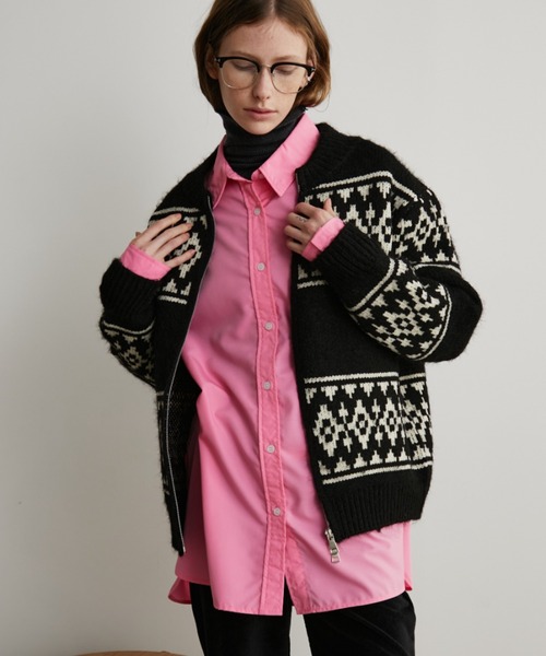 Auntie Rosa Holiday（アンティローザホリデー）の「ダブルジップカウチンニットカーディガン（カーディガン/ボレロ・レディース・アイボリー/ブラック・FREE）」の5枚目の写真