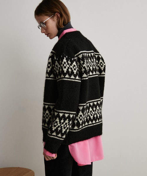 Auntie Rosa Holiday（アンティローザホリデー）の「ダブルジップカウチンニットカーディガン（カーディガン/ボレロ・レディース・アイボリー/ブラック・FREE）」の6枚目の写真