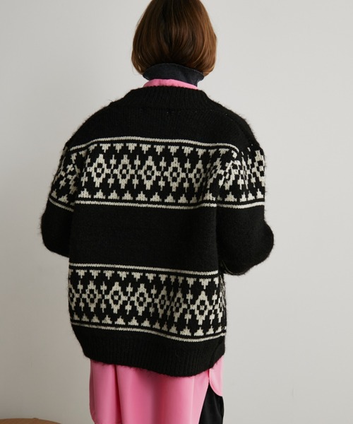Auntie Rosa Holiday（アンティローザホリデー）の「ダブルジップカウチンニットカーディガン（カーディガン/ボレロ・レディース・アイボリー/ブラック・FREE）」の7枚目の写真