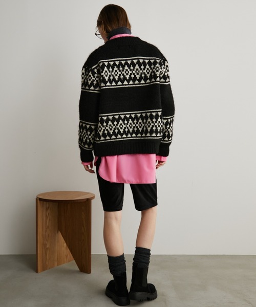 Auntie Rosa Holiday（アンティローザホリデー）の「ダブルジップカウチンニットカーディガン（カーディガン/ボレロ・レディース・アイボリー/ブラック・FREE）」の12枚目の写真