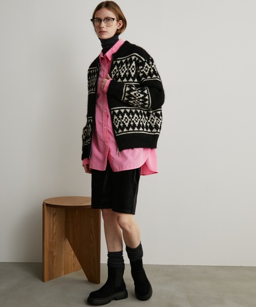 Auntie Rosa Holiday（アンティローザホリデー）の「ダブルジップカウチンニットカーディガン（カーディガン/ボレロ・レディース・アイボリー/ブラック・FREE）」の10枚目の写真