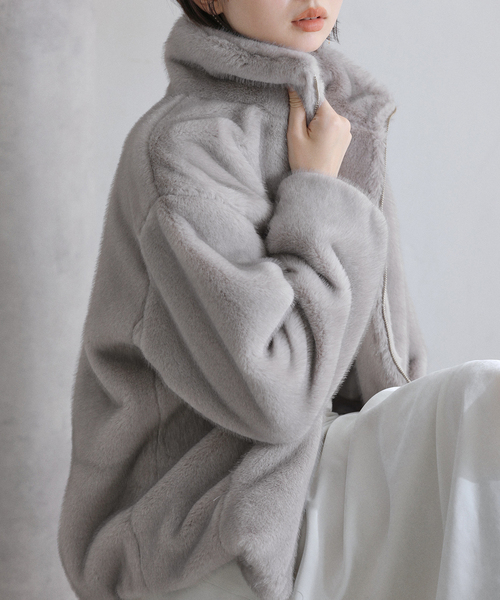 La TOTALITE（ラトータリテ）の「【洗える】フェイクファージップコート（その他アウター・レディース・タン/チャコールグレー・36/38）」の7枚目の写真