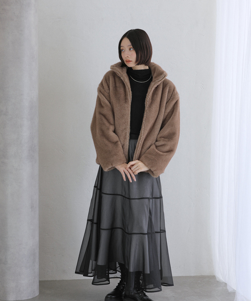 La TOTALITE（ラトータリテ）の「【洗える】フェイクファージップコート（その他アウター・レディース・タン/チャコールグレー・36/38）」の8枚目の写真