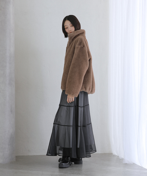 La TOTALITE（ラトータリテ）の「【洗える】フェイクファージップコート（その他アウター・レディース・タン/チャコールグレー・36/38）」の9枚目の写真