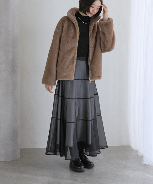 La TOTALITE（ラトータリテ）の「【洗える】フェイクファージップコート（その他アウター・レディース・タン/チャコールグレー・36/38）」の10枚目の写真