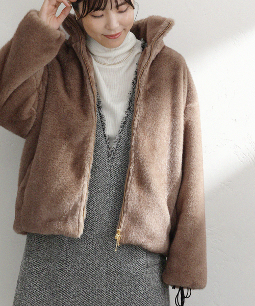 La TOTALITE（ラトータリテ）の「【洗える】フェイクファージップコート（その他アウター・レディース・タン/チャコールグレー・36/38）」の15枚目の写真