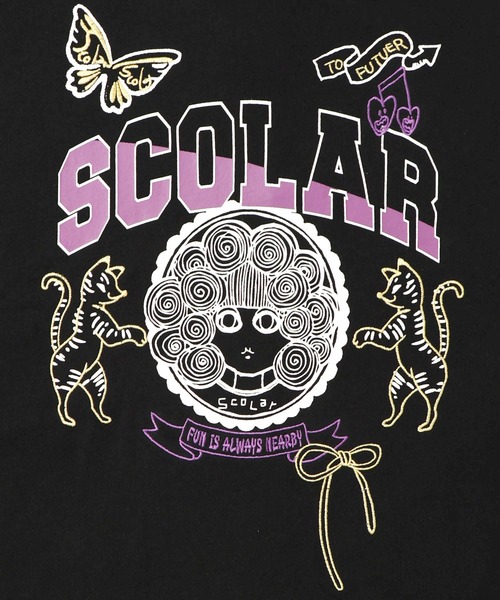 ScoLar(スカラー)の「153698:スカラーちゃん×トラ×蝶刺繍 ミニ裏毛プルオーバー(Tシャツ/カットソー・レディース・ブラック/杢グレー/グリーン・M)」の12枚目の写真